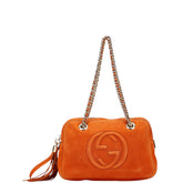 グッチ ソーホー フリンジ チェーン ショルダーバッグ 308983 ブラウン オレンジ レザー レディース GUCCI 【中古】
